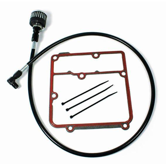 oil tank breather kit. Black. Dyna