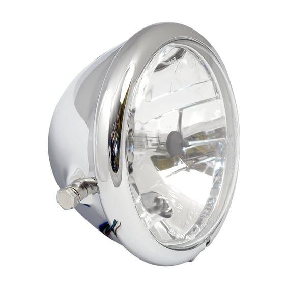 Bates style 5-3/4" H4 headlamp. side mount. Chrome