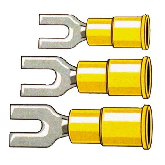 Connectors, spade terminal PVC, crimp. Yellow 3.5mm