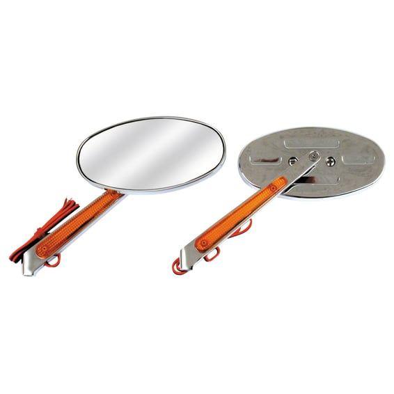 Cateye mirrors set, with built-in turn signals. Chrome
