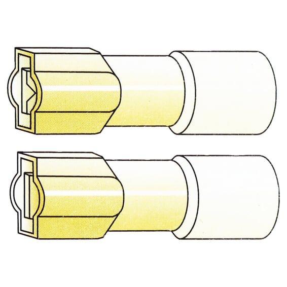 Connectors, Slide-On terminal, crimp/shrink. Yellow, 1/4"