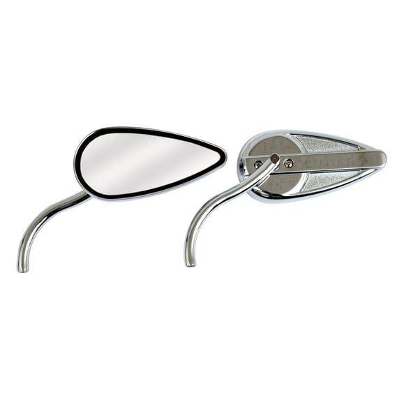 Retro teardrop mirror set. Chrome, radii round stem