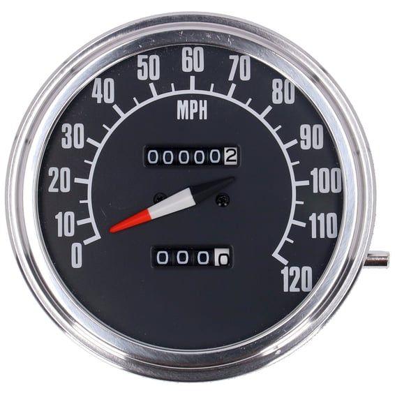 FL speedometer, '74-84 face', black. 2:1 mph