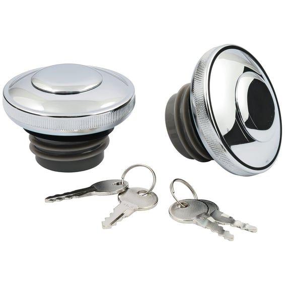 Gas cap set with lock, chrome
