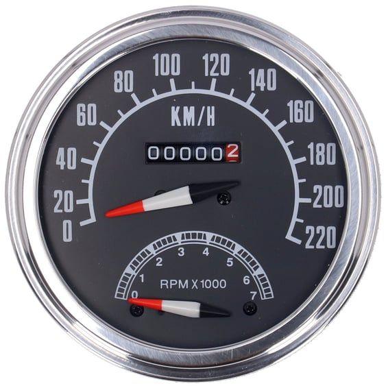 FL speedo/tachometer, '73-84 face', black. 1:1 kmh