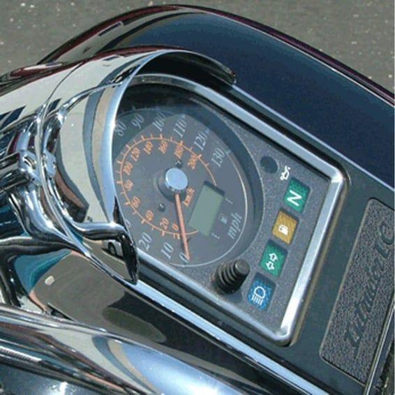 NC cast speedometer visor chrome