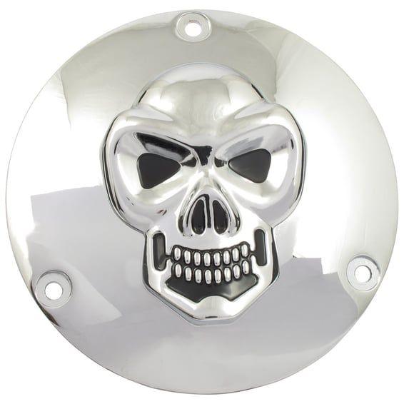 Skull derby cover 3-hole. Chrome