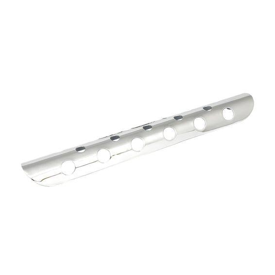 Universal bullet hole heat shield 14" long chrome