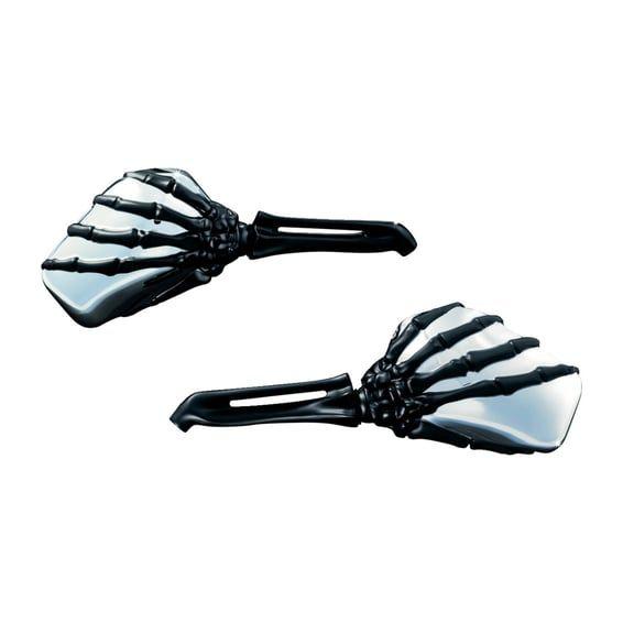 Skeleton-hand mirror set. Black hand, chrome head
