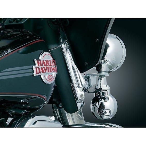 Front fork custom tie-down brackets. Chrome