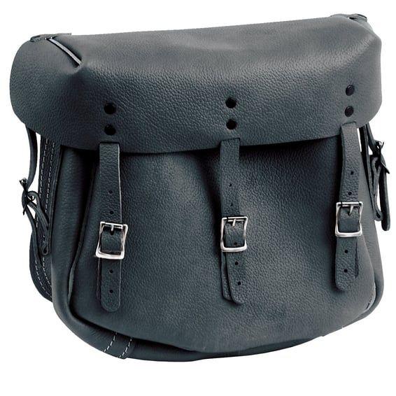 Army style leather saddlebag set. Black