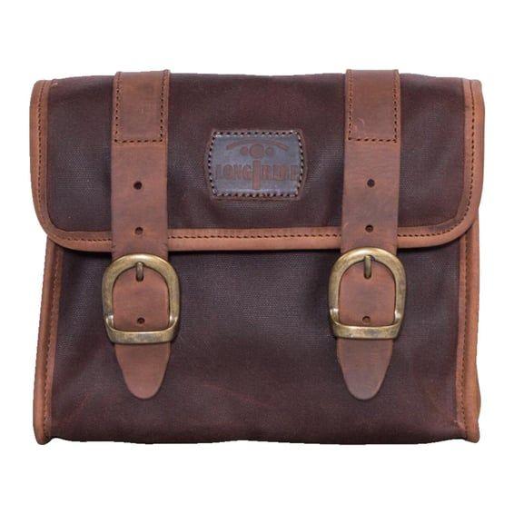 'Mini' waxed cotton saddlebag. Marron Brown