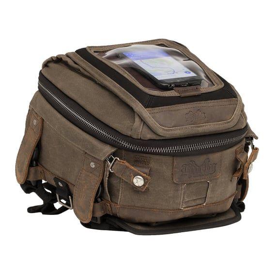 Voyager tank/tail bag waxed canvas dark oak