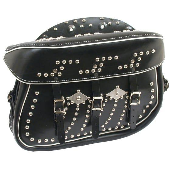 49-up 45" Streamliner leather saddlebag set. Black