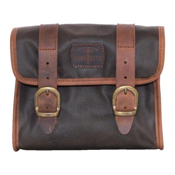 'Mini' waxed cotton saddlebag. Khaki