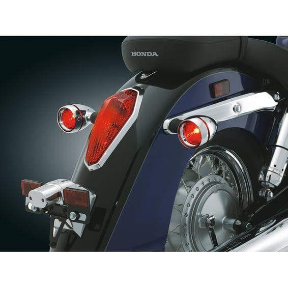 Deep dish bezels w/red lenses, chrome