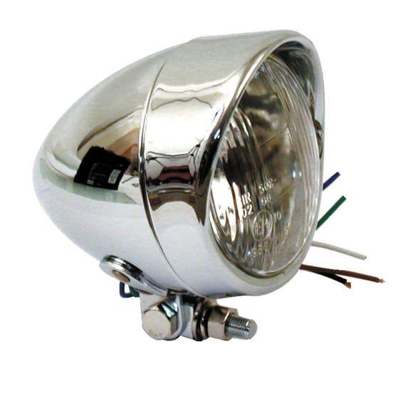 Bullet 4" H4 headlamp. smooth & visor. Chrome