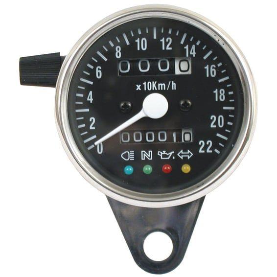LED mini speedo 2:1 mph. Chrome with black face plate