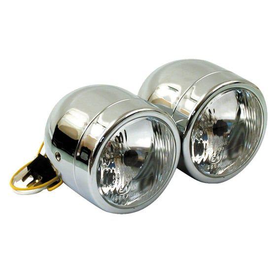 Dual 4" H4 headlamp assembly. Chrome