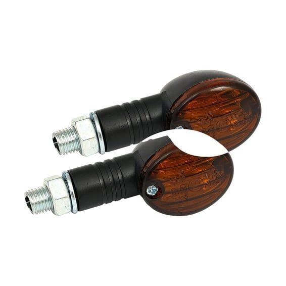 Micro-flash, halogen turn signal. Black. Dark amber lens
