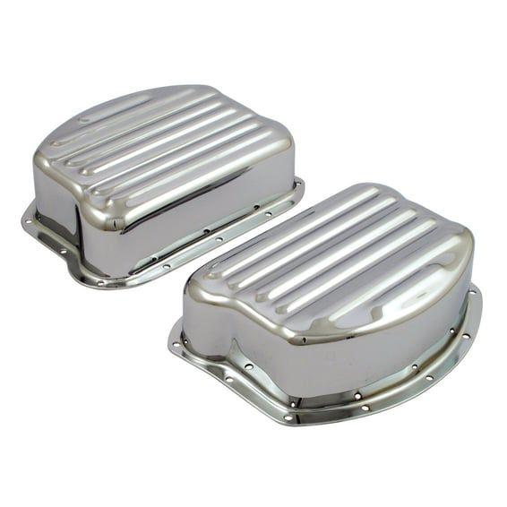 Rocker covers. Ribbed style steel. Chrome