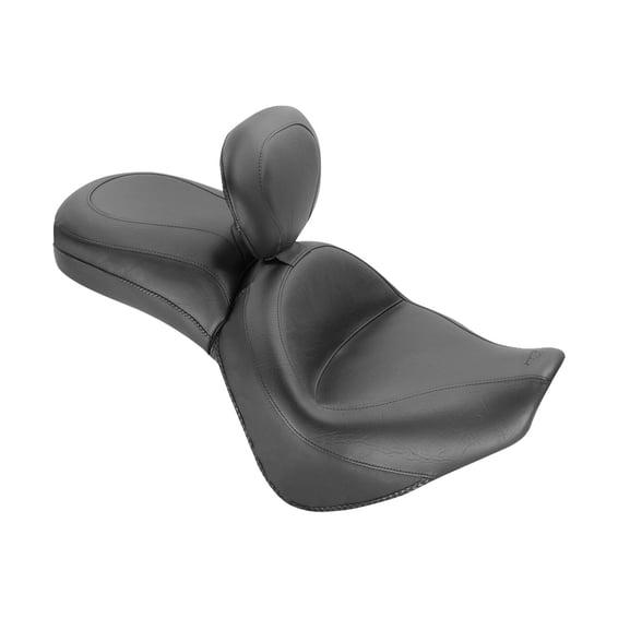 1-piece 2-up wide touring vintage seat plain black