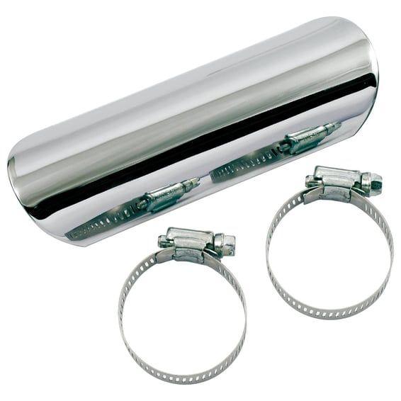 Straight Heatshield / boot guard. 6". Chrome