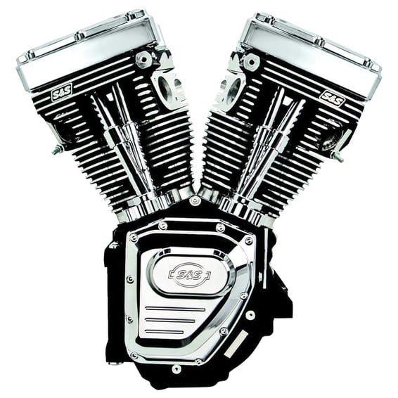4-1/8" bore 124" long block TC engine. Black/chrome