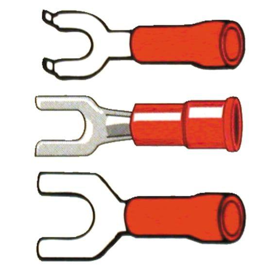 Connectors, spade terminal PVC, crimp. Red 3.5mm