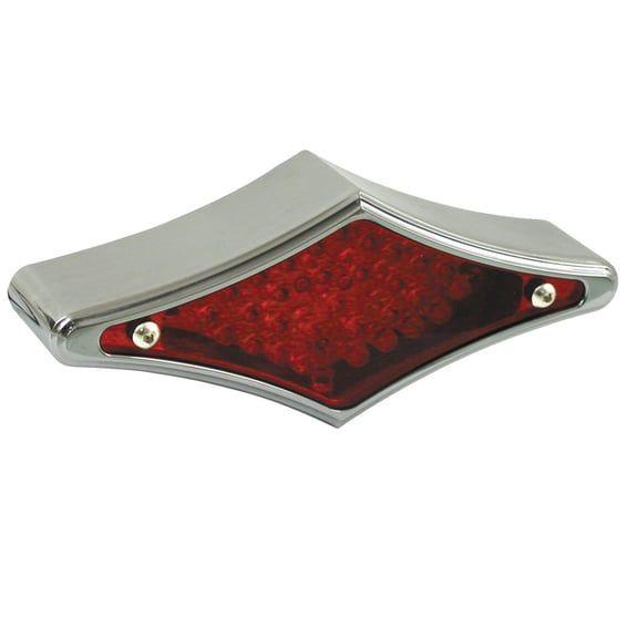 Flat-lens diamond LED taillight. Chrome