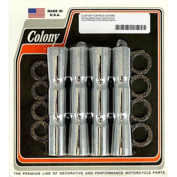 B.T. ribbed lower pushrod cover set. Chrome