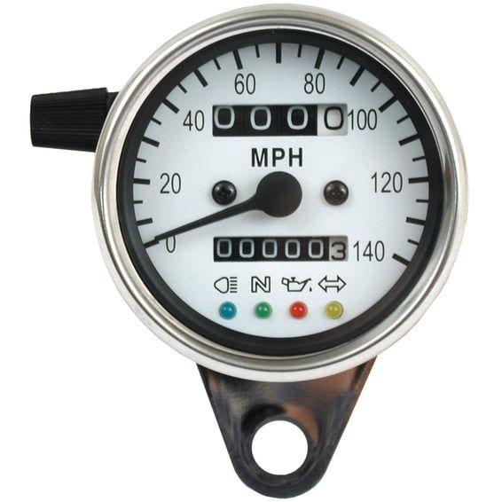 LED mini speedo 2:1 mph. Chrome with white face plate