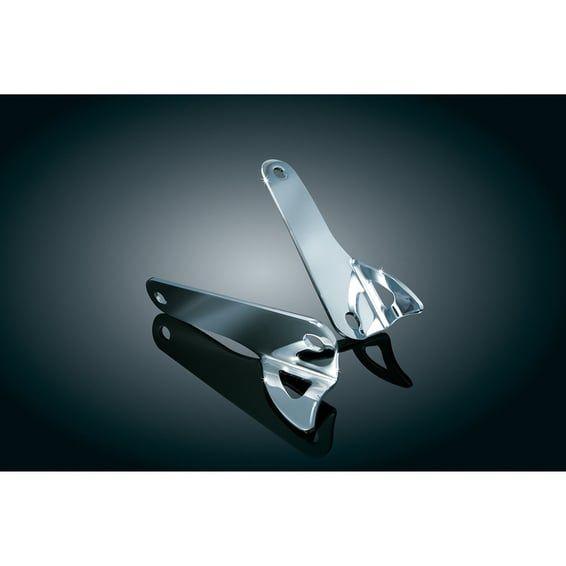 Front fork custom tie-down brackets. Chrome