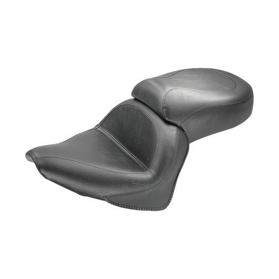 1-piece 2-up wide touring vintage seat plain black