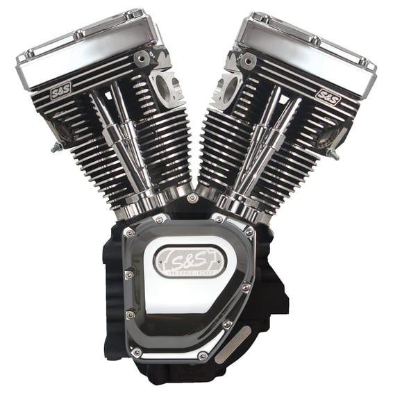 4-1/8" bore 124" long block TC engine. Black/chrome
