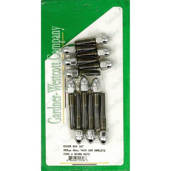 GW, rocker box top bolt kit. Low crown Acorn, chrome