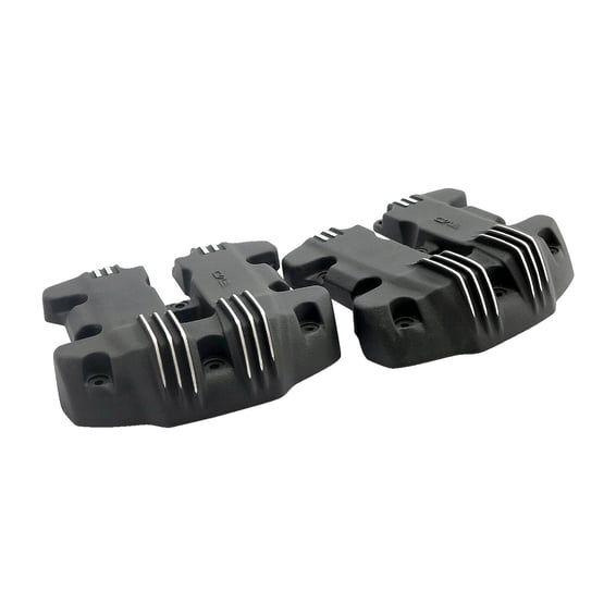 'Ribbed Style' rocker cover set. Black Cut