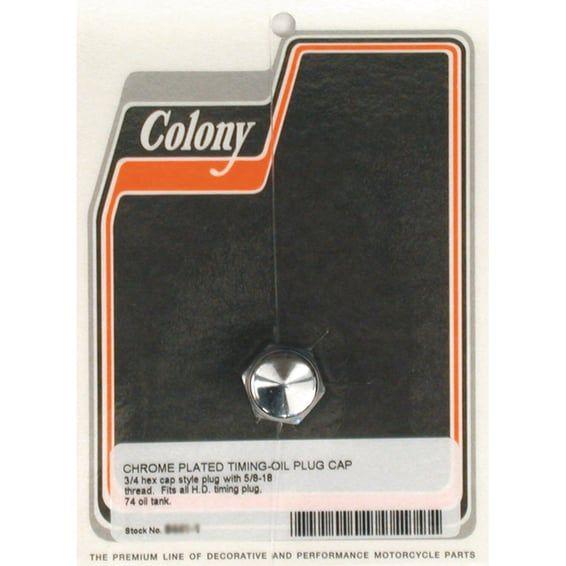 timing/drain plug. Cap style. Chrome