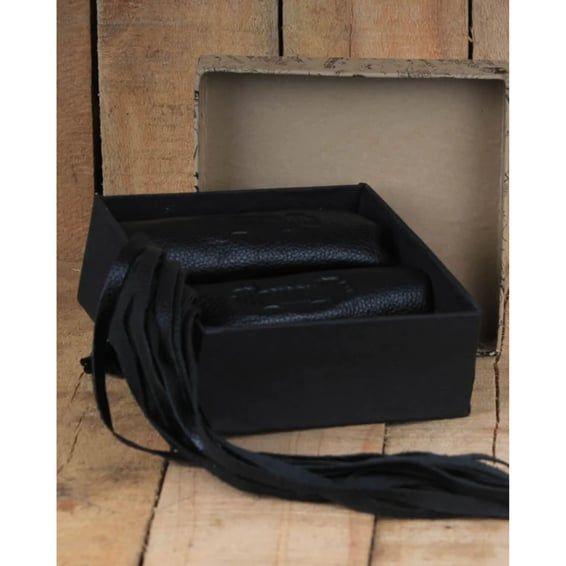 Trip Machine leather grip tassels black