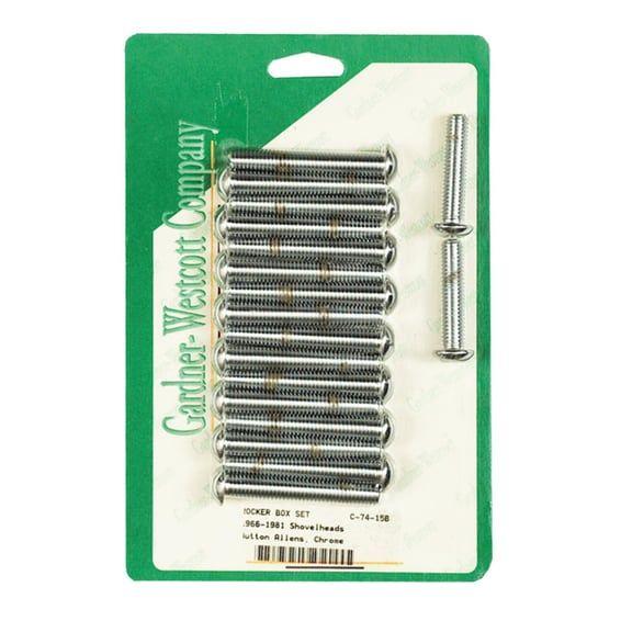 GW, Shovel rocker box bolt kit. Buttonhead, chrome
