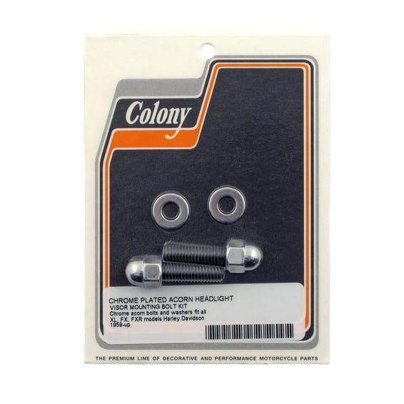 headlamp visor mount bolt kit. Chrome Acorn