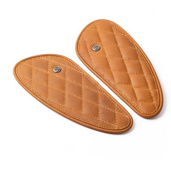 Trip Machine, Diamond leather gas tank pad set. Tan