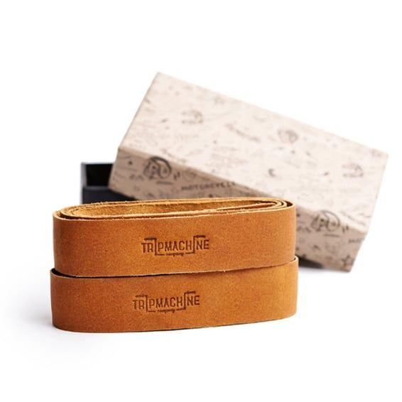 Trip Machine, leather handlebar grip wraps. Tan