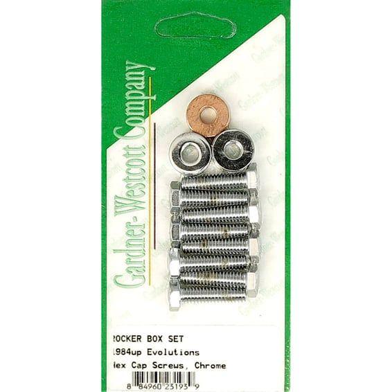 GW, rocker box top bolt kit. Hex, chrome