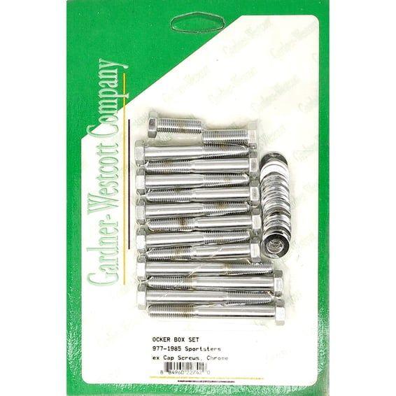 GW, Sportster rocker box bolt kit. Hex, chrome