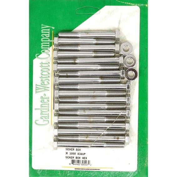 GW, XR Sportster rocker box bolt kit. Hex, chrome