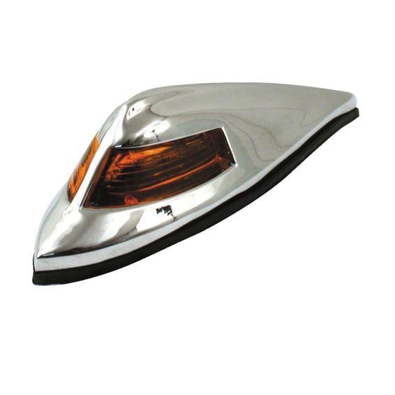 Antique style front fender light. Chrome, amber lens