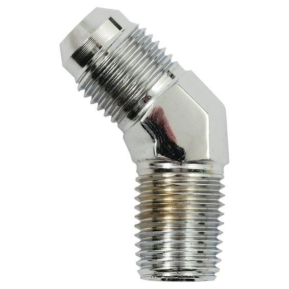 -6 JIC oil line fitting, 1/4". 45°. Chrome