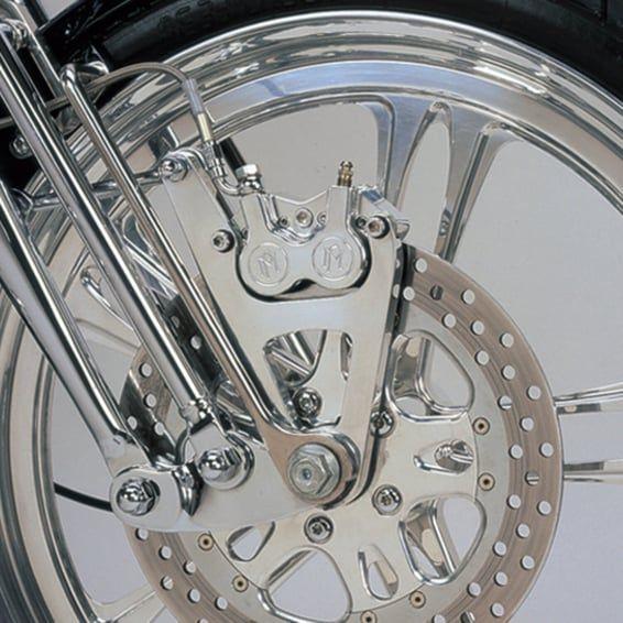 PM, Right front 4-p caliper bracket, 11.5". Polished