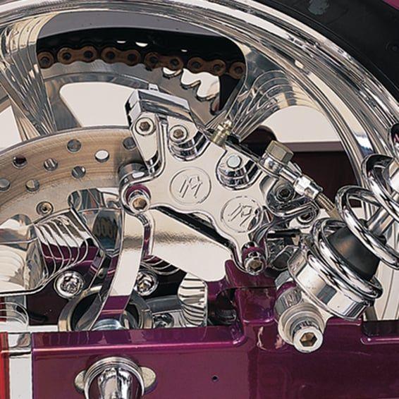 PM, Rear 4-p caliper bracket, 11.5". Chrome